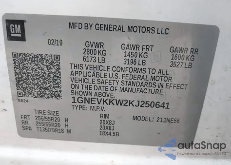2019 Chevrolet Traverse Premier from USA, damaged, VIN 1GNEVKKW2KJ250641